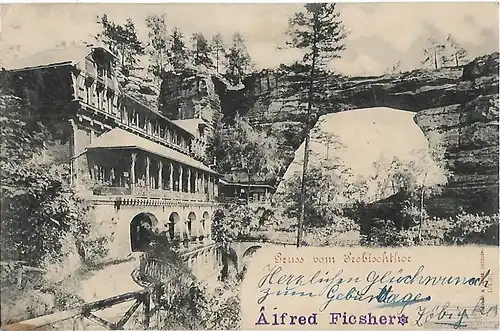 AK Gruss vom Prebischthor. ca. 1913, Postkarte. Ca. 1913, gebraucht, gut