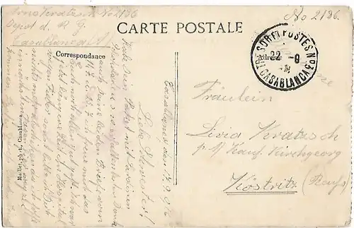 AK Le Maroc. Colonne de Mogador. ca. 1909, Postkarte. Ca. 1909, gebraucht, gut