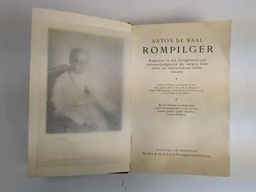 Buch: Rompilger, de Waal, Anton, 1925, Herder & Co, Verlagsbuchhandlung