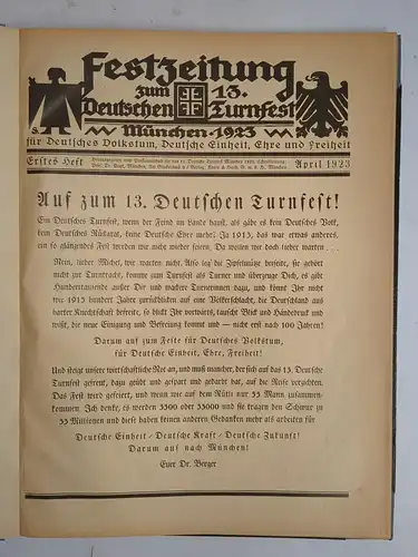 Buch: Festzeitung zum 13. Deutschen Turnfest München 1923, Heft 1-6/7 (komplett)