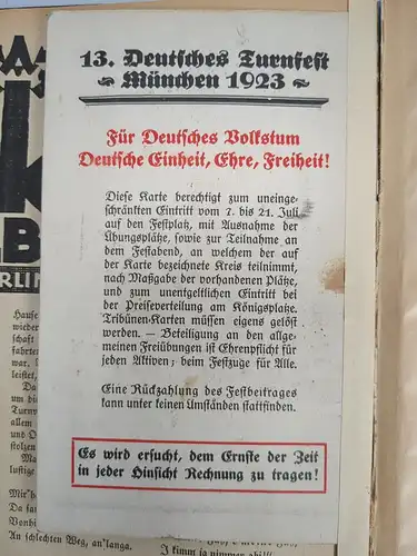 Buch: Festzeitung zum 13. Deutschen Turnfest München 1923, Heft 1-6/7 (komplett)