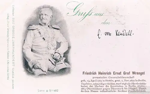 AK Friedrich Heinrich Ernst Graf Wrangel, Postkarte. Serie O No. 482
