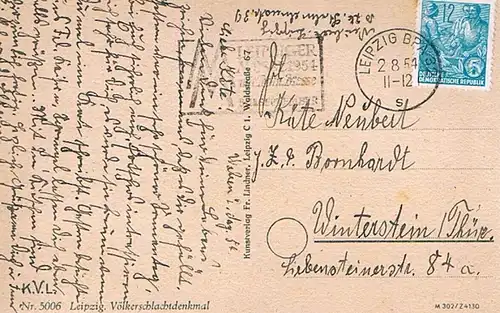 AK Leipzig. Völkerschlachtdenkmal, Postkarte. No 5006, Kunstverlag Fr. Lindner