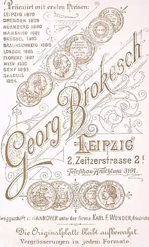 Fotografie Brokesch, Leipzig - Portrait Herr mit Vollbart. 1898, Fotografie