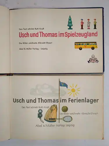 2 Bücher Usch und Thomas, Spielzeugland, Ferienlager, Ruth Kraft, Abel & Müller
