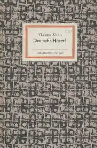 Insel-Bücherei 900, Deutsche Hörer!, Mann, Thomas. 1970, Insel-Verlag