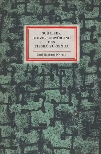 Insel-Bücherei 991, Die Verschwörung des Fiesko zu Genua, Schiller. 1974