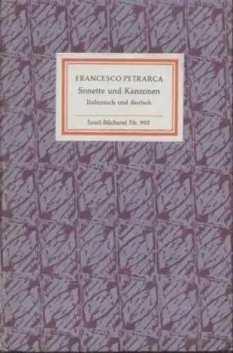 Insel-Bücherei 995, Sonette und Kanzonen, Petrarca, Francesco. 1974
