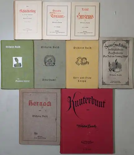 9 Bücher Wilhelm Busch: Kunterbunt, Schmetterling, Eduards Traum, Helene
