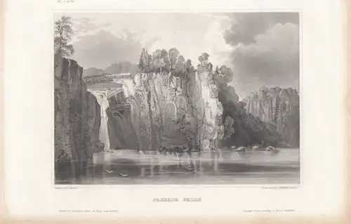 Passaie Falls. aus Meyers Universum, Stahlstich. Kunstgrafik, 1850