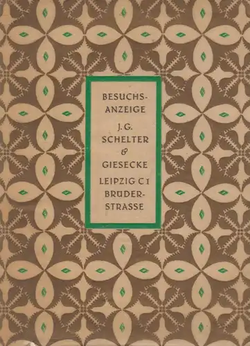 Heft: Besuchsanzeige. Hartmann, Hermann, 1927, J. G. Schelter & Giesecke