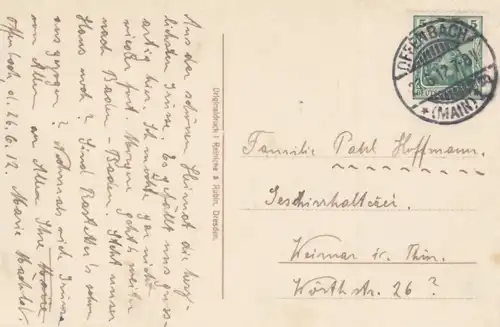AK Offenbach a.M. Frankfurter Straße mit Rathaus. ca. 1912, Postkarte. Serien Nr