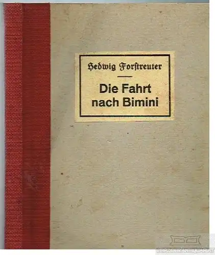 Buch: Die Fahrt nach Bimini, Forstreuter, Hedwig. Zweifäusterdruck, 1924