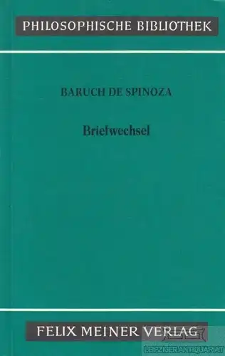 Buch: Briefwechsel, Spinoza, Baruch de. Philosophische Bibliothek, 1986