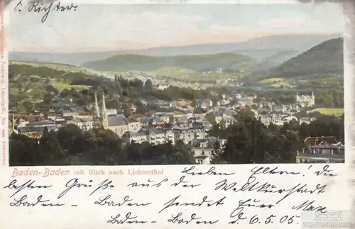 AK Baden-Baden mit Blick nach Lichtenthal. ca. 1905, Postkarte. Serien Nr