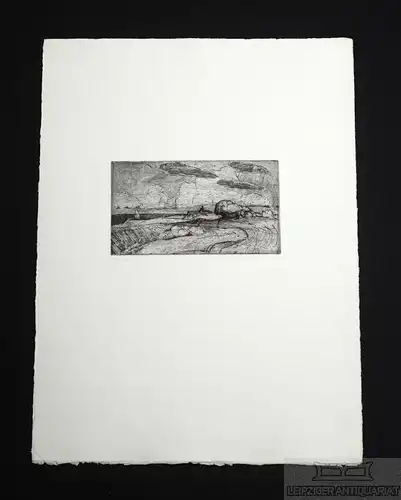Buch: Radierung: Landschaft mit Segelboot, Weidensdorfer, Claus. Kunstgrafik