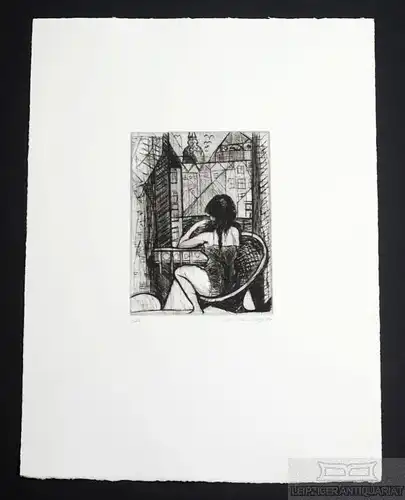 Buch: Radierung: Frau am Fenster mit Stadtblick, Weidensdorfer, Claus. 1989