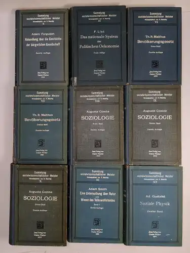 9 Bände Sammlung sozialwissenschaftlicher Meister, H. Waentig (Hg.), G. Fischer