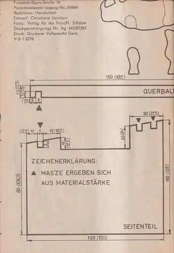 Heft mit Schnittbogen: Holztiere, Laubsägearbeiten, Verlag für die Frau, 1983