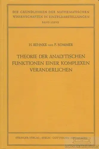 Buch: Theorie der analytischen Funktionen einer komplexen Veränderlichen, Behnke