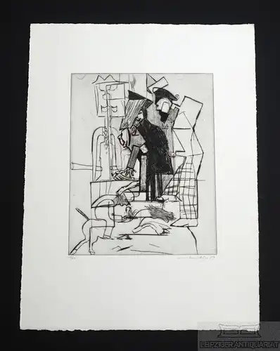 Buch: Radierung: Zwei Männer, Weidensdorfer, Claus. Kunstgrafik, 1989