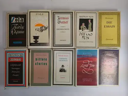 10 Bücher Sammlung Dieterich, Conrad, Bierce, Montaigne, Huch, Zola, Gotthelf...