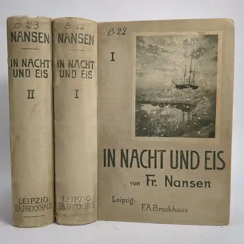 Buch: In Nacht und Eis, Nansen, Fridtjof. 2 Bände, 1897, F. A. Brockhaus