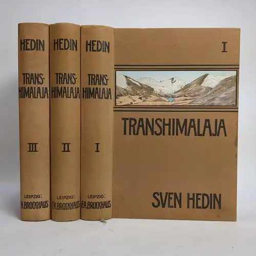 Buch: Transhimalaja 1-3, Hedin, Sven. 3 Bände, 1909/1912. A. Brockhaus