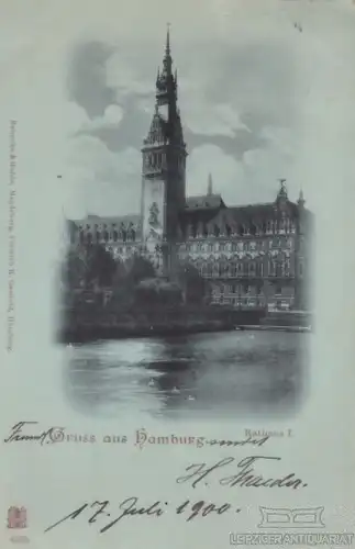 AK Gruss aus Hamburg. Rathaus. ca. 1900, Postkarte. Serien Nr, ca. 1900