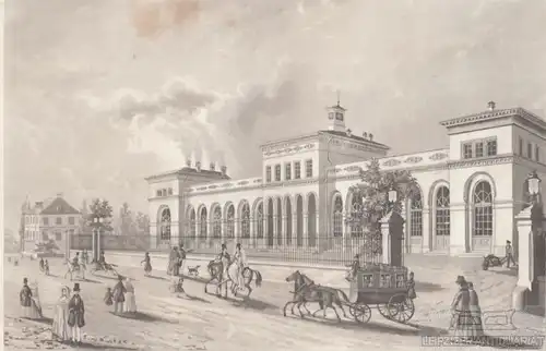 Die Taunus-Bahn (Bahnhof bey Frankfurt). aus Meyers Universum, Stahlstich. 1850