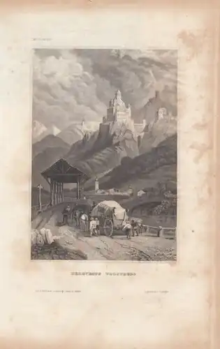 Bergveste Trostberg. aus Meyers Universum, Stahlstich. Kunstgrafik, 1850