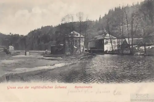 AK Gruss aus der vogtländischen Schweiz. Rentzschmühle ca. 1905, Postkarte
