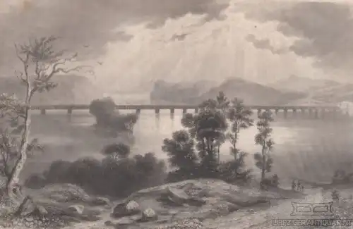Columbia Bridge (Susquehanna). aus Meyers Universum, Stahlstich. 1850