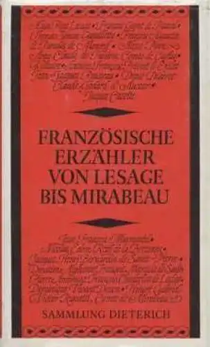 Sammlung Dieterich 390, Französische Erzähler. Von Lesage bis Mirabeau, Wesemann