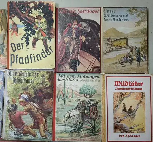 19 Bücher Jugend Abenteuerbücher: Seeräuber, Wildtöter, Pfadfinder, Mohikaner...