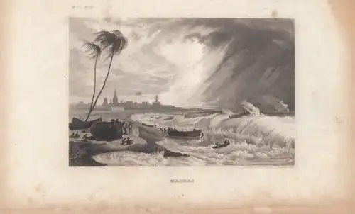 Madras. aus Meyers Universum, Stahlstich. Kunstgrafik, ca. 1850, gebraucht, gut