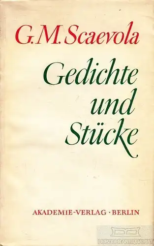 Buch: Gedichte und Stücke, Scaevola, G.M. 1977, Akademie Verlag, gebraucht, gut