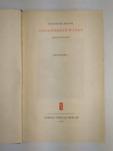 Buch: Heinrich Heine -Gesammelte Werke in sechs Bänden, Aufbau, 1951, 6 Bände
