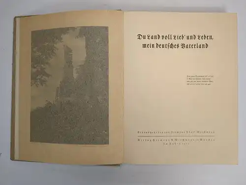 Buch: Du Land voll Lieb und Leben, mein deutsches Vaterland, Wiechmann, 1922