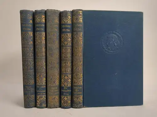 5 Bände Schillers Werke, 1925, Gutenberg Verlag, bearbeitet v. Chr. Christiansen