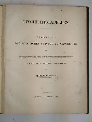 Buch: Geschichtstabellen - Übersicht der politischen und Cultur-Geschichte, 1860