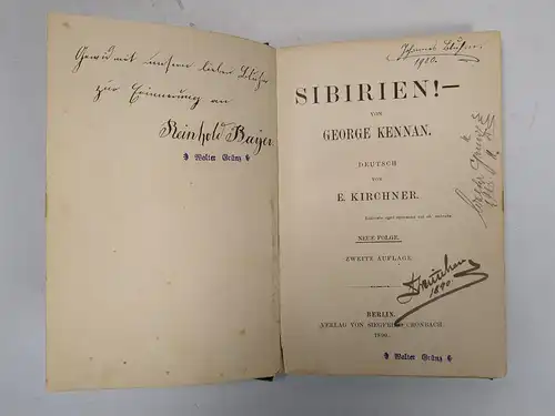 Buch: Sibirien! George Kennan, 1890, Verlag Siegfried Cronbach, gebraucht, gut