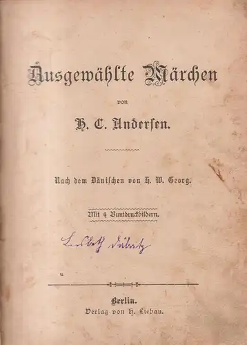 Buch: Ausgewählte Märchen, Hans Christian Andersen, Liebau, akzeptabler Zustand