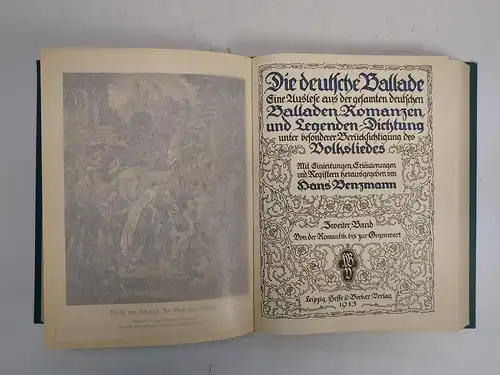 Buch: Die deutsche Ballade. Hans Benzmann, 1913, Hesse & Becker, 2 Bände in 1