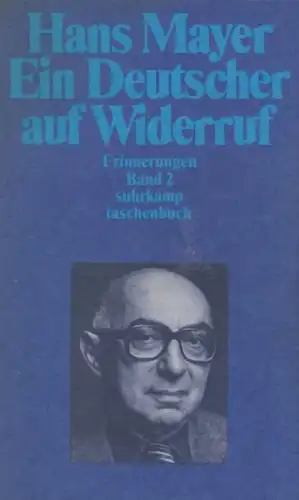 Buch: Ein Deutscher auf Widerruf, Mayer, Hans. Surkamp taschenbuch, 1997