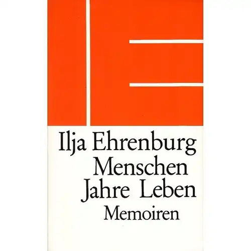 Buch: Menschen Jahre Leben, Ehrenburg, Ilja. 1978, Volk und Welt Verlag