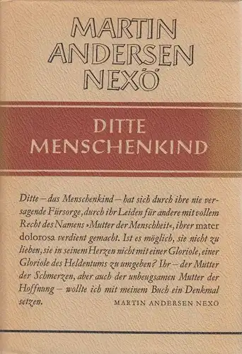 Buch: Ditte Menschenkind, Andersen Nexö, Martin. 1952, Dietz Verlag