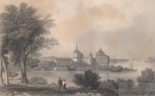 Gripsholm. aus Meyers Universum, Stahlstich. Kunstgrafik, 1850, gebraucht, gut