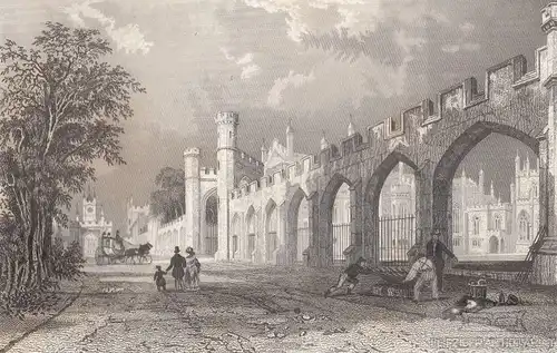 Der Bischofs-Palast zu Durham in England. aus Meyers Universum, Stahlstich. 1850