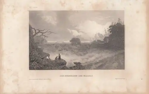 Die Schnellen des Niagara. aus Meyers Universum, Stahlstich. Kunstgrafik, 1850